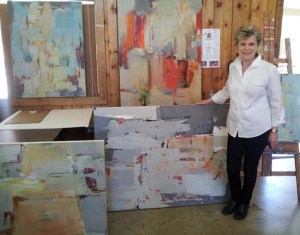 Martha with Kerrville paintings 2014